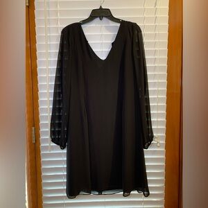 INC International Concepts Women's Black Tie Bow-Back Shift Dress Size Large LBD